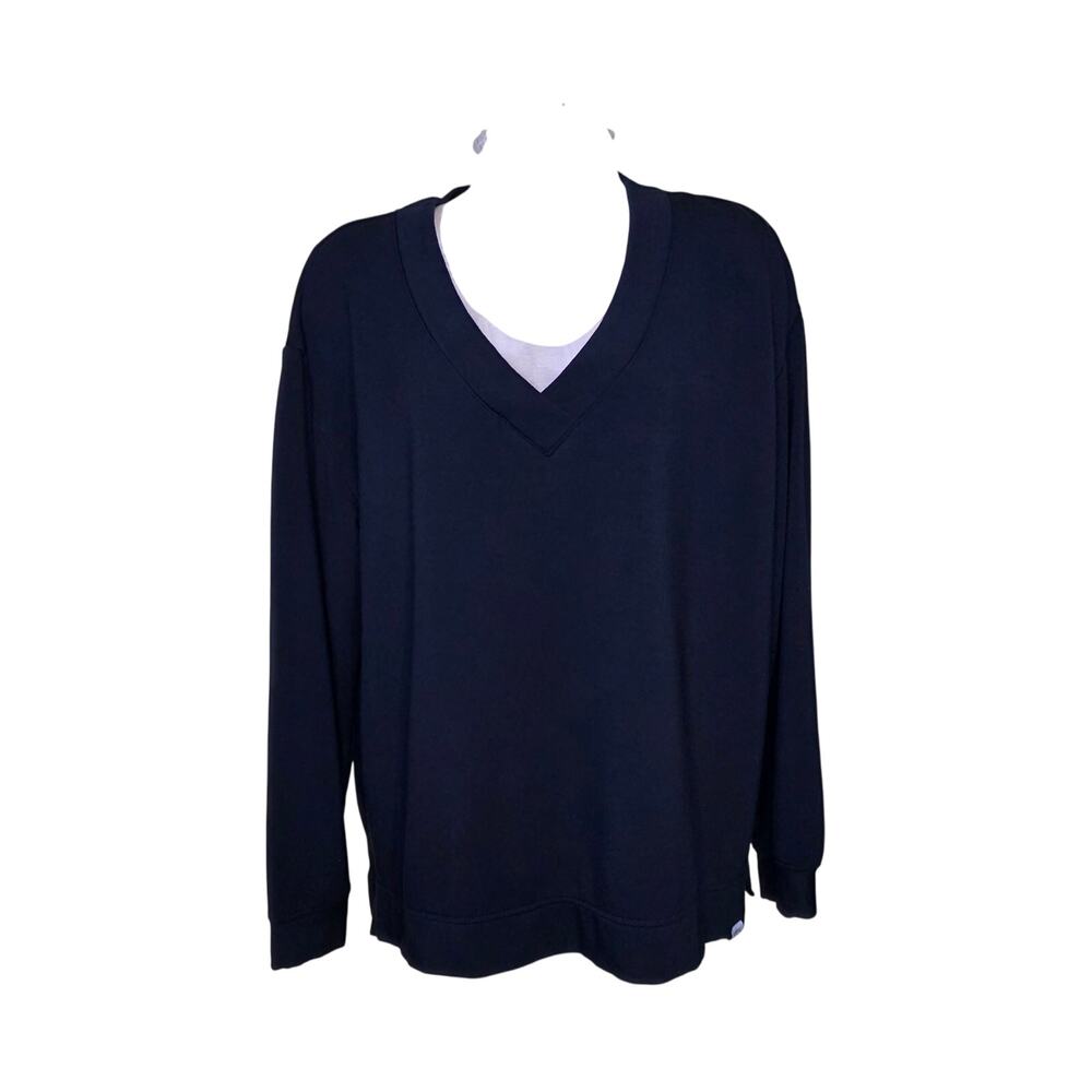Orvis Classic Soft Sweatshirt V Neck Pullover Modal Blend Womens XL Black